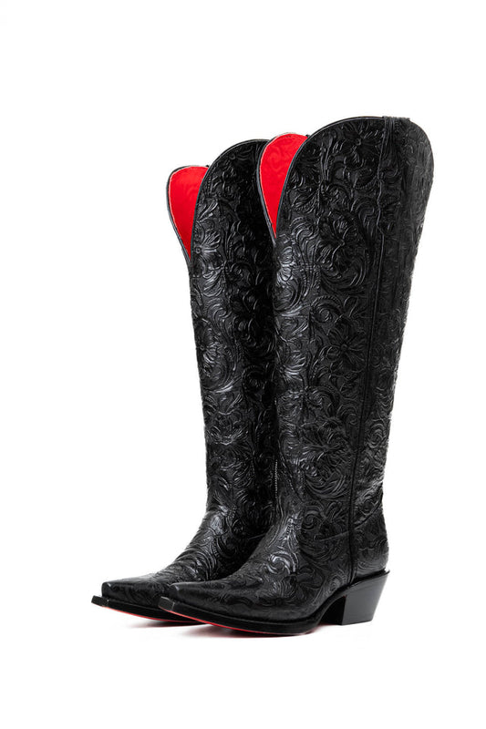 Nancy Tall Wide Calf Red Bottom Snip Toe Cowgirl Boot