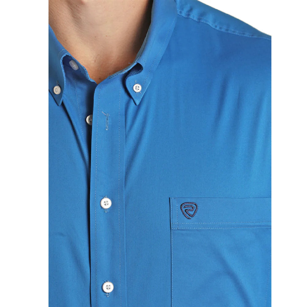 Rock & Roll Denim Men's Solid Twill Shirt Turquoise RRMSODRZ5T