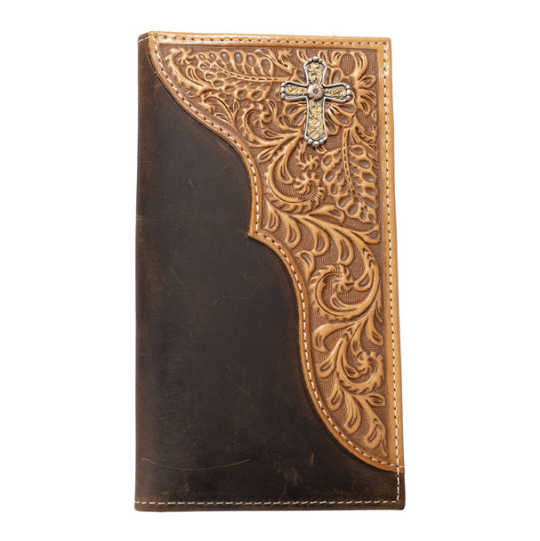 Nocona Scroll Embossed Rodeo Wallet with Cross N500050144