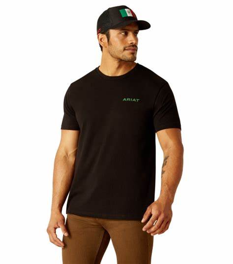Ariat Mens Wooden Badges SS T Shirt Black 10051447