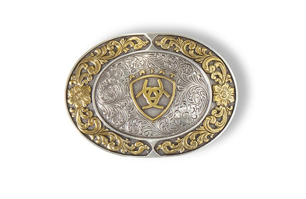 Ariat® Engraved Silver & Gold Belt Buckle A37020