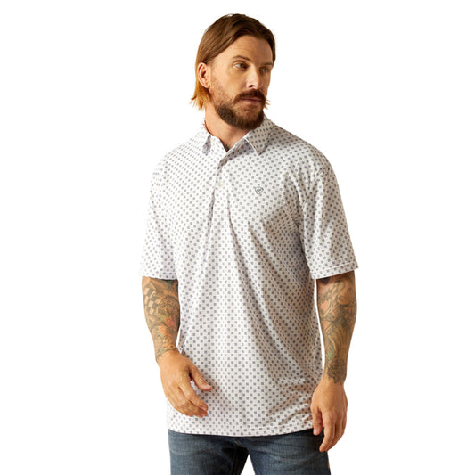 Ariat Mens All Over Print SS Polo White Geo 10055186