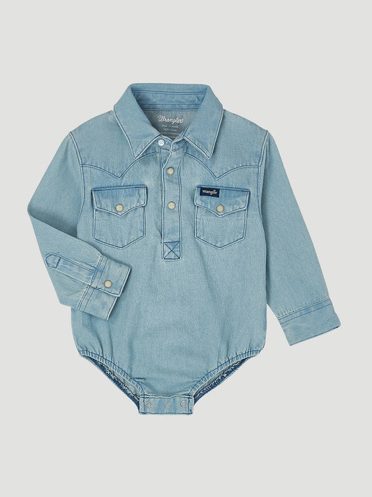 Wrangler Baby Boys Newborn-24 Months Long Sleeve Faded Western-Style Bodysuit