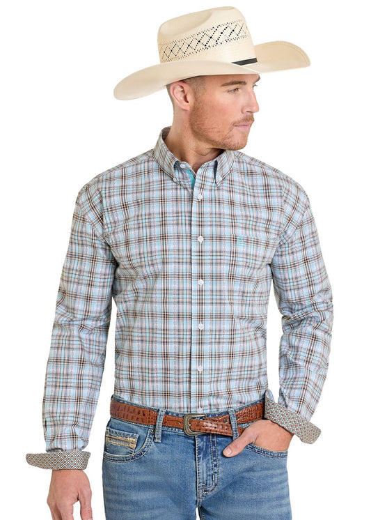 Panhandle Slim Men's Rough Stock Button Down Shirt Teal STYLE #RMB2S08242