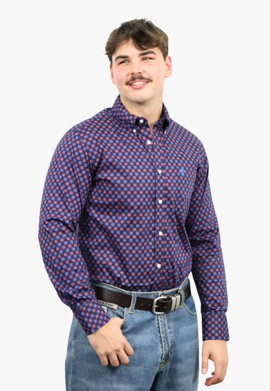 Rock & Roll Mens Ditzy Geo Long Sleeve Shirt BMB4S03341