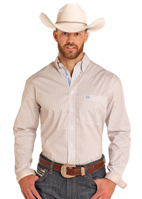 Panhandle Mens Long Sleeve Button Taupe RMB2S04591