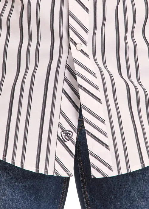 ROCK & ROLL DENIM CLASSIC FIT STRIPE PRINTED BUTTOM DOWN SHIRT BMB2S09423