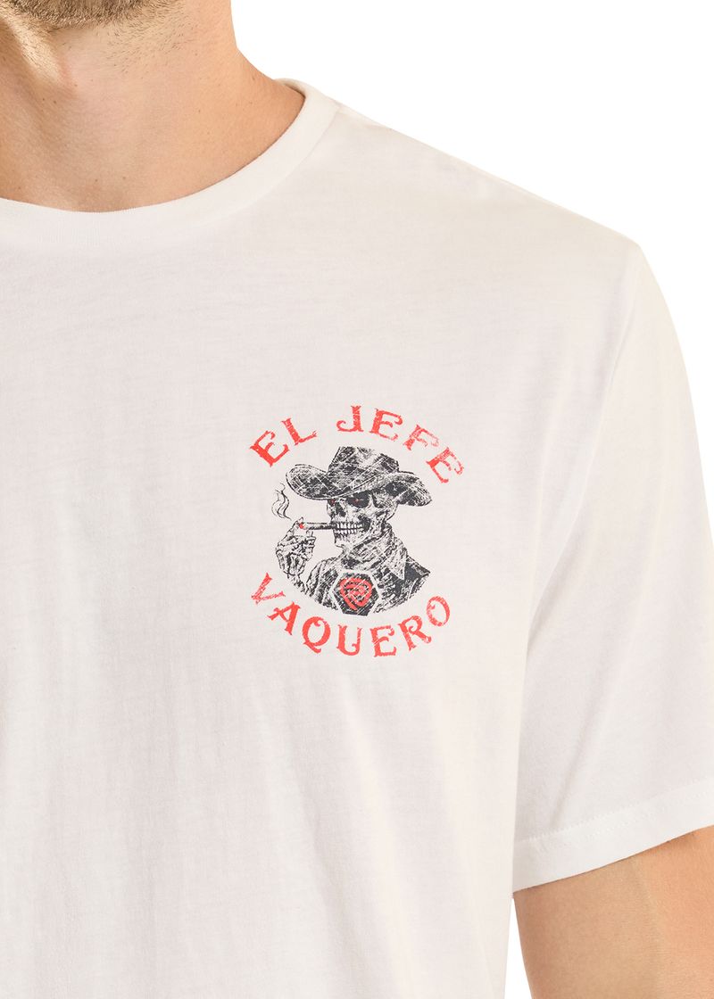 Rock & Roll Denim Men's El Jefe Vaquero Graphic Tee White BU21T08869