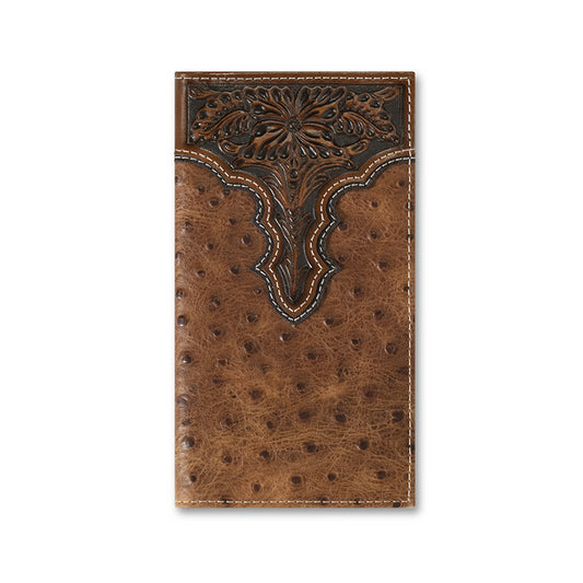 Ariat Rodeo Wallet Ostrich Floral Embossed Brown A3553102