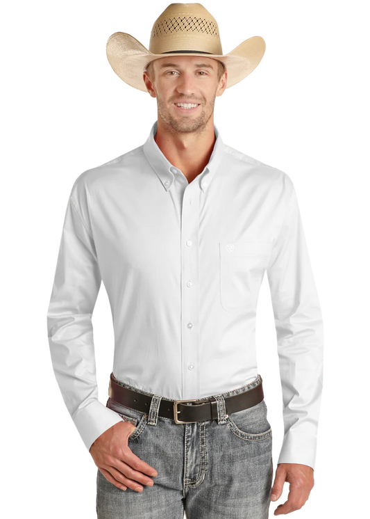 Regular Fit White Long Sleeve Button Shirt RRMSODR2S1