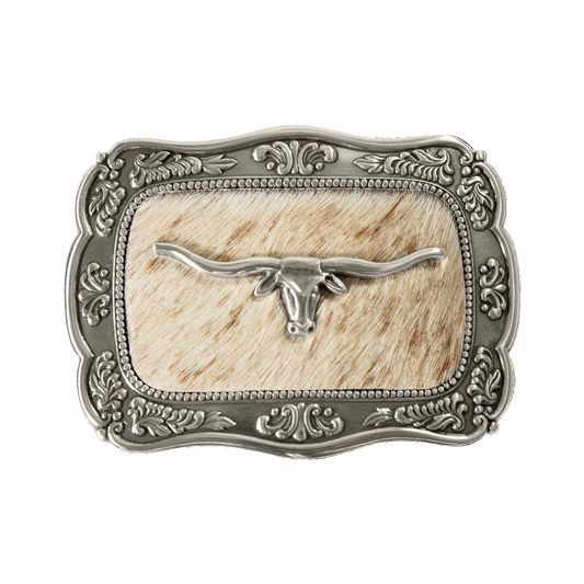 Blazin Roxx Ladies Scallop Long Horn Calf Hair Belt Buckle 37951