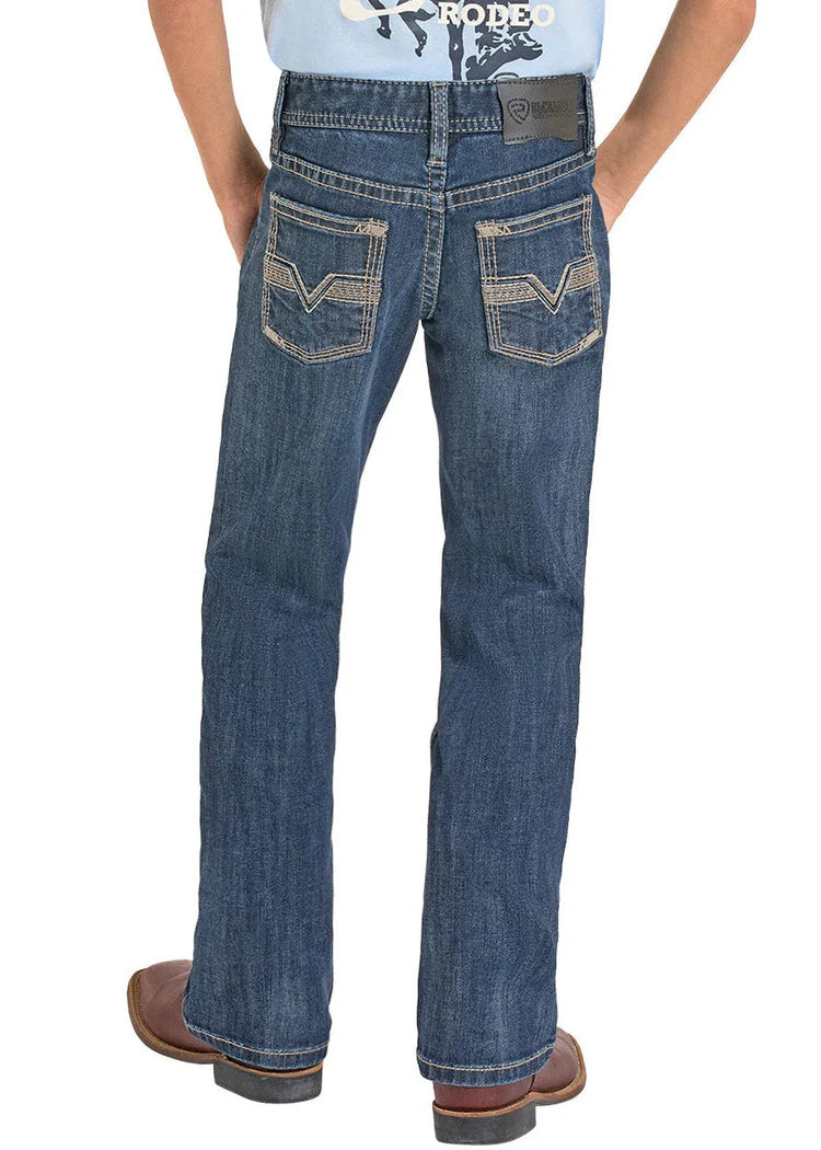 Rock And Roll Denim Boys Regular Fit Straight Stitch V Bootcut Jeans BB0BD08620