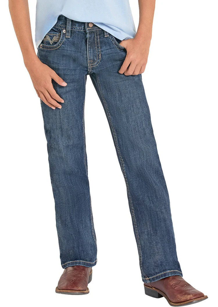 Rock And Roll Denim Boys Regular Fit Straight Stitch V Bootcut Jeans BB0BD08620