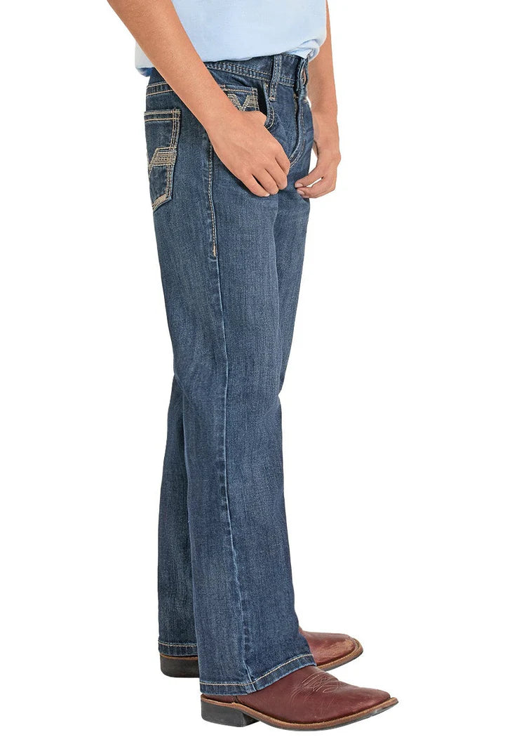 Rock And Roll Denim Boys Regular Fit Straight Stitch V Bootcut Jeans BB0BD08620