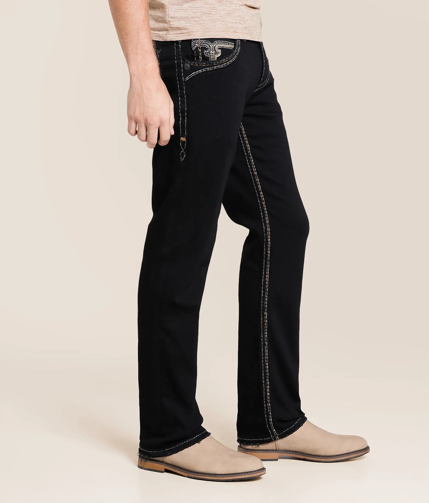 Rock Revival Men's Black Harlan Straight Cut Jean