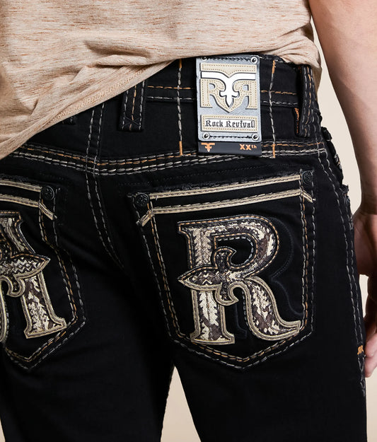 Rock Revival Men's Black Harlan Straight Cut Jean