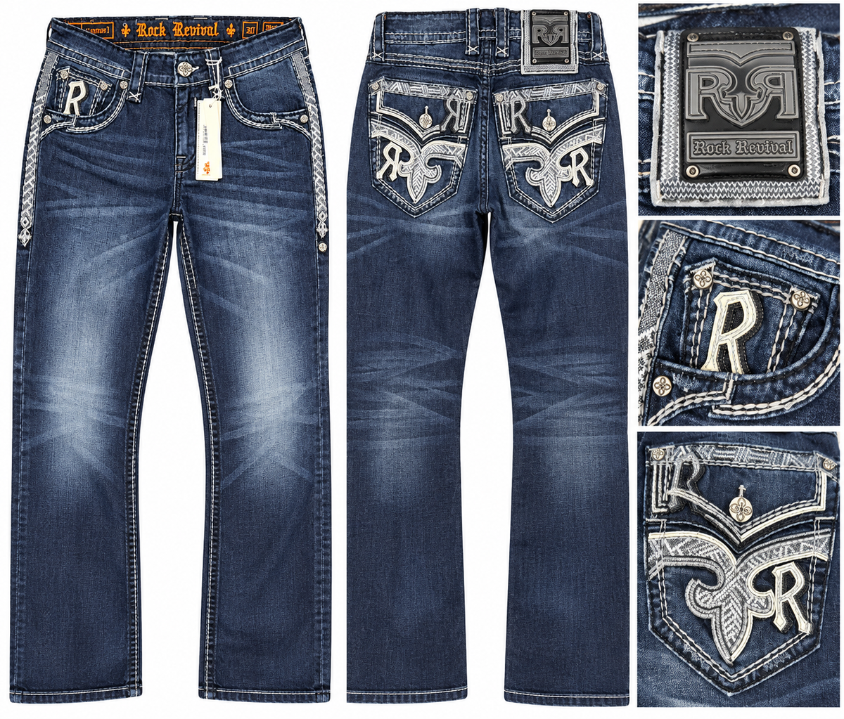 Rock Revival Men's Michael J201 Straight Leg Jeans – Dark Blue RP5789J201R
