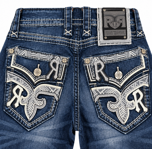Rock Revival Men's Michael J201 Straight Leg Jeans – Dark Blue RP5789J201R