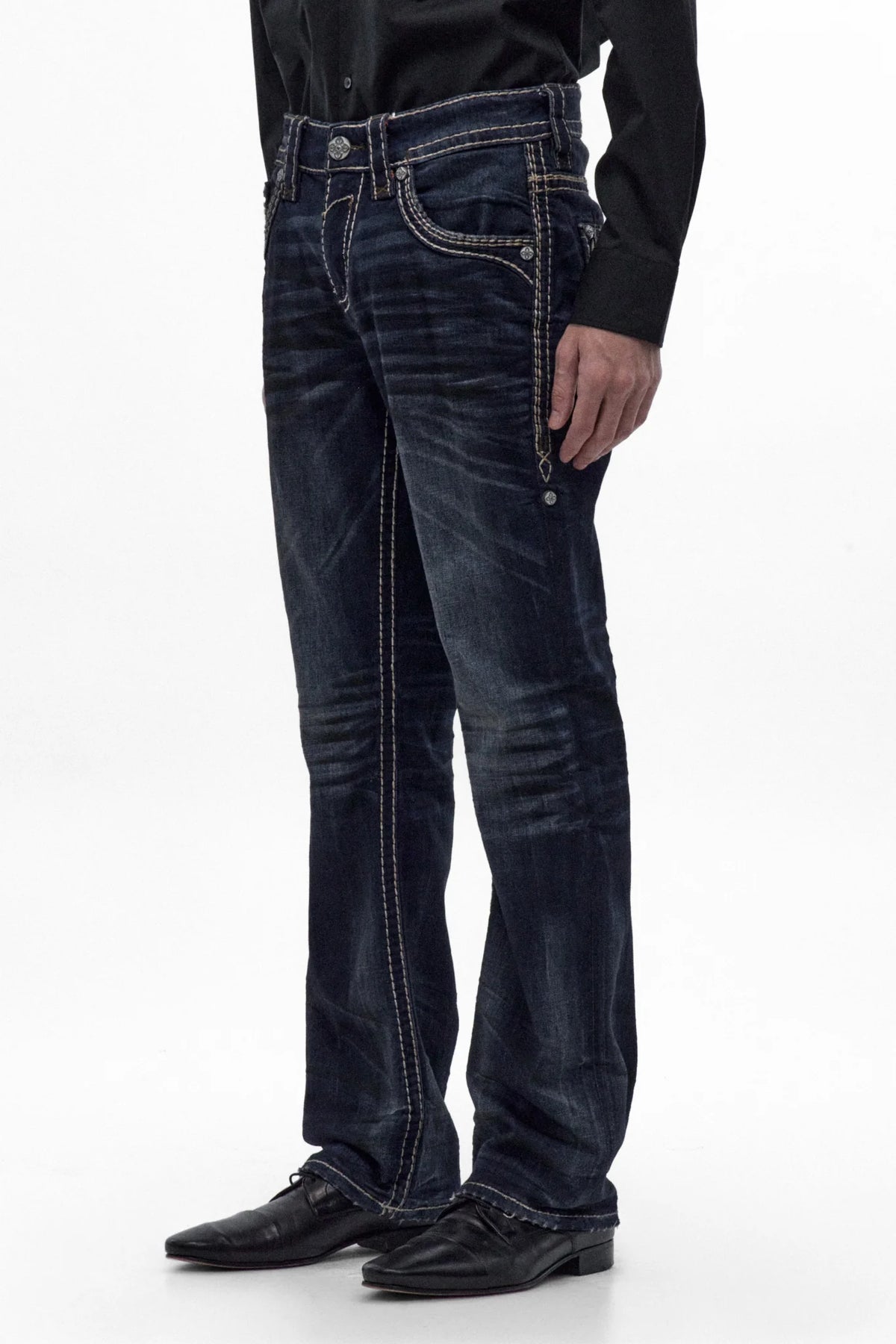 Rock Revival Men's Wes B205 Bootcut Jeans Vintage Blue RP5811B205R