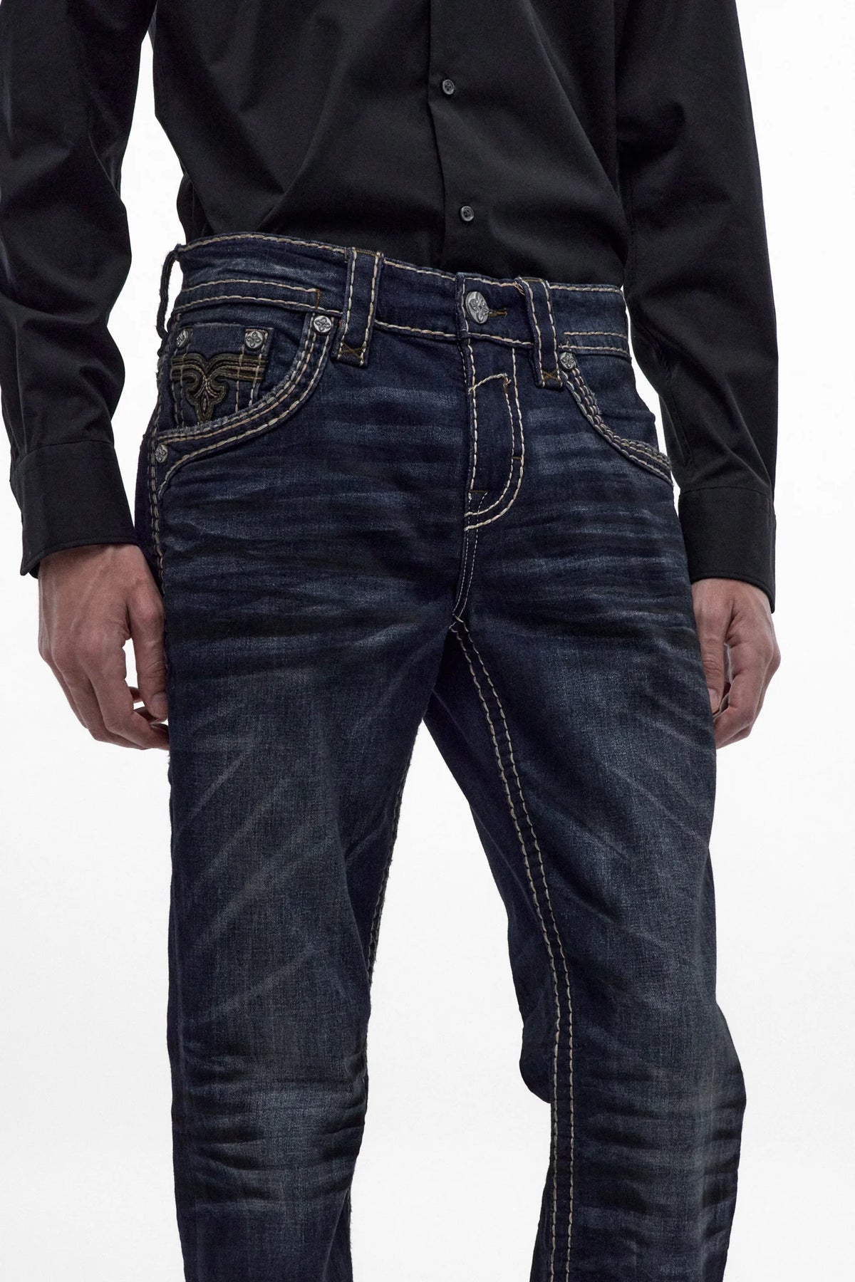 Rock Revival Men's Wes B205 Bootcut Jeans Vintage Blue RP5811B205R