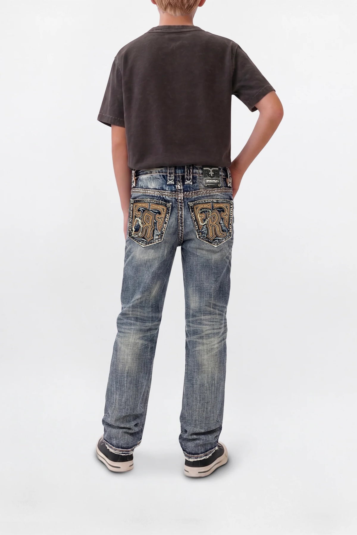 Rock Revival Boys' Ziggy Bootcut Jeans Vintage Blue