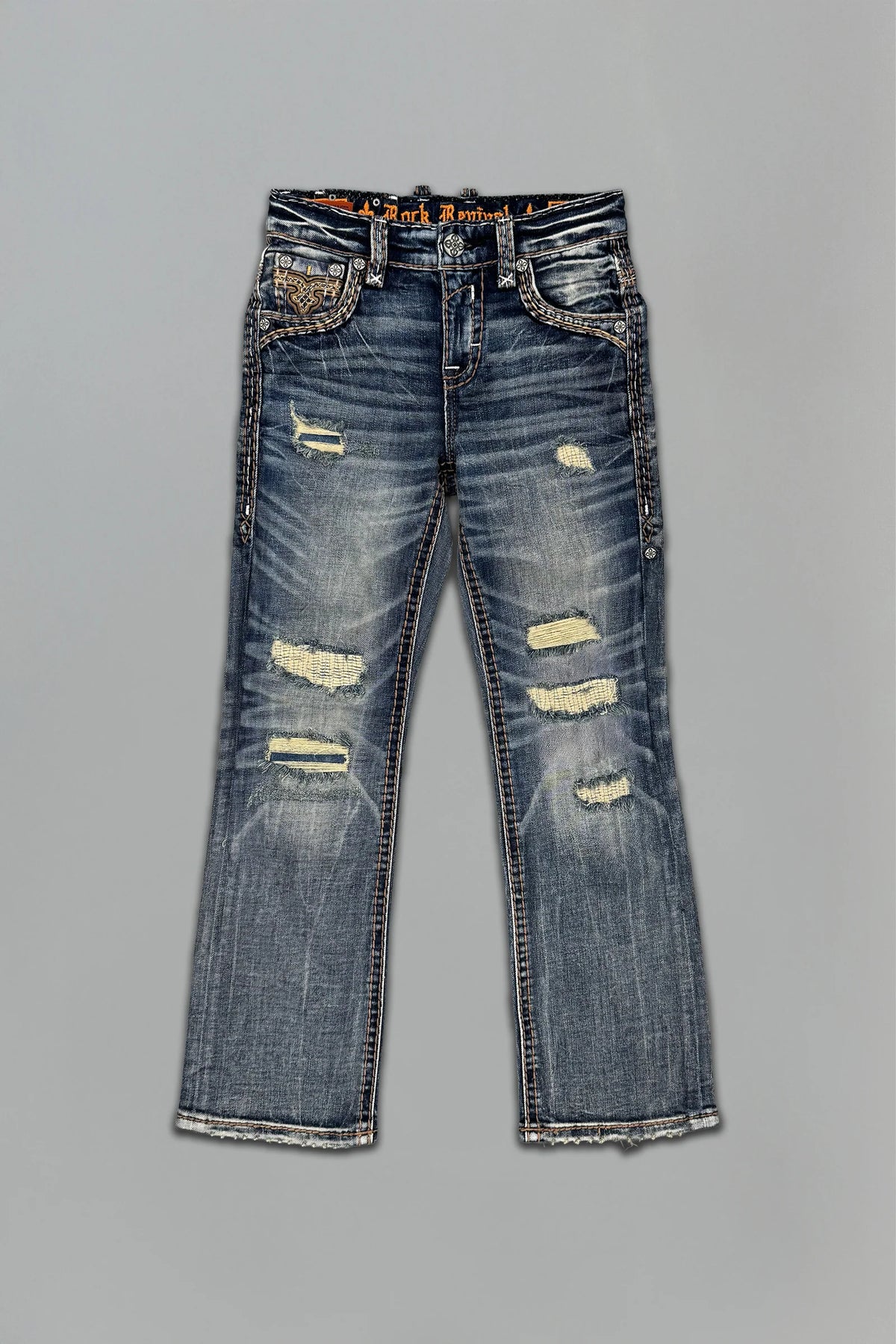 Rock Revival Boys' Ziggy Bootcut Jeans Vintage Blue
