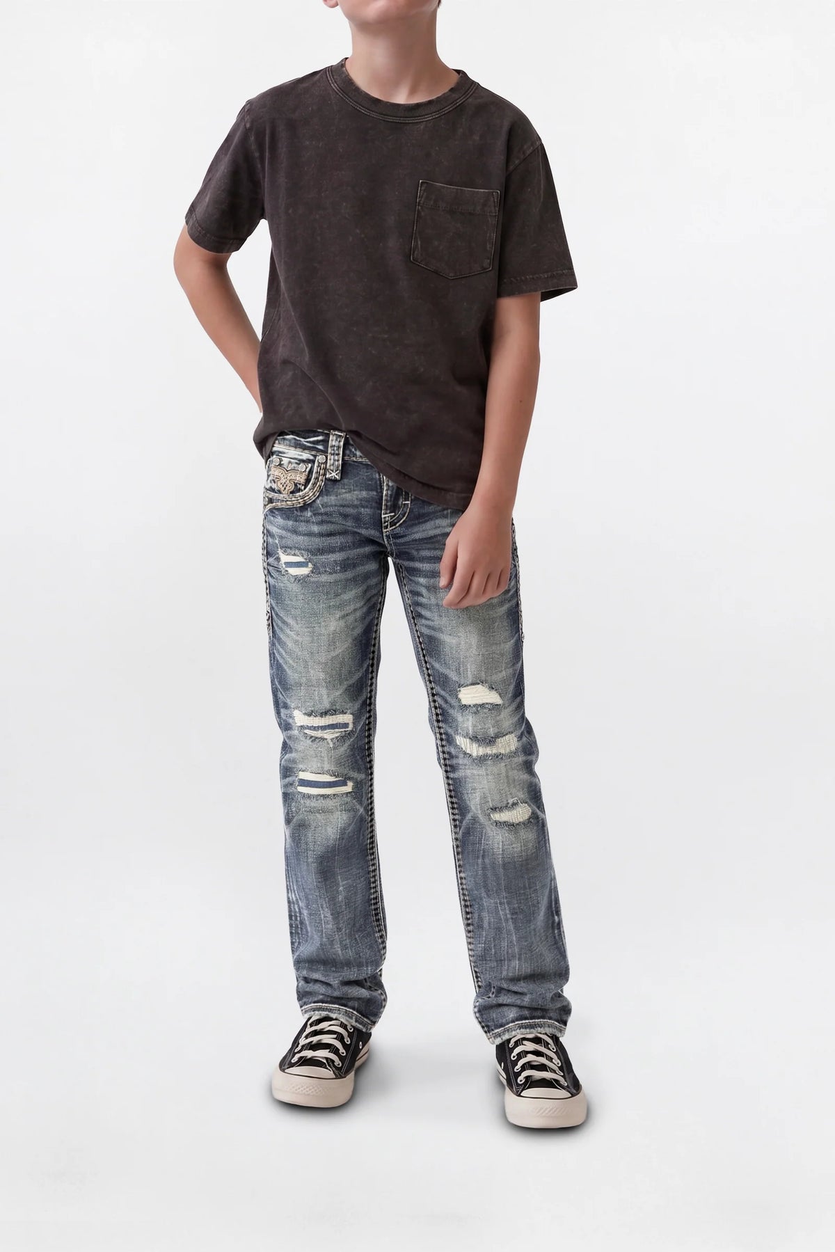 Rock Revival Boys' Ziggy Bootcut Jeans Vintage Blue