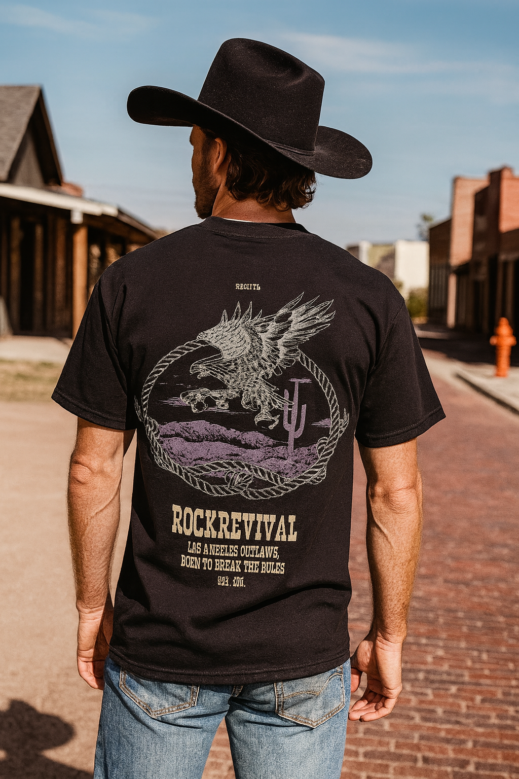 Rock Revival Men's Black T Shirt Los Angeles Outlaws