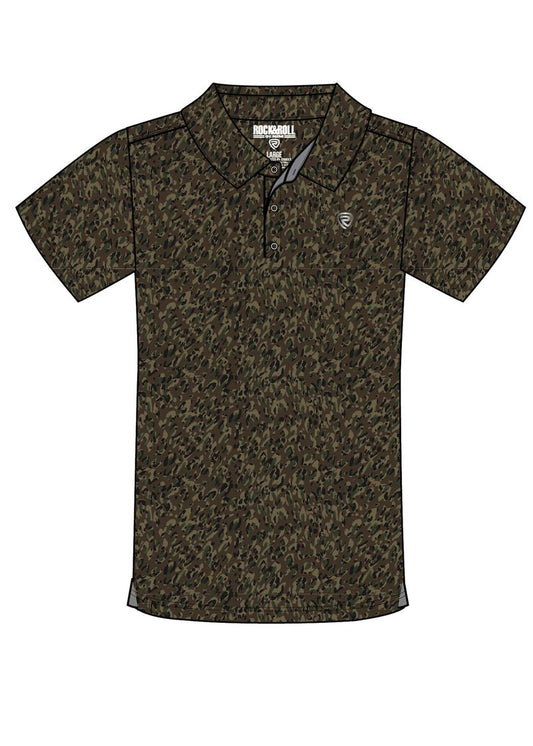 Rock & Roll Boys Dark Brown Camo Printed Polo BB51T08739
