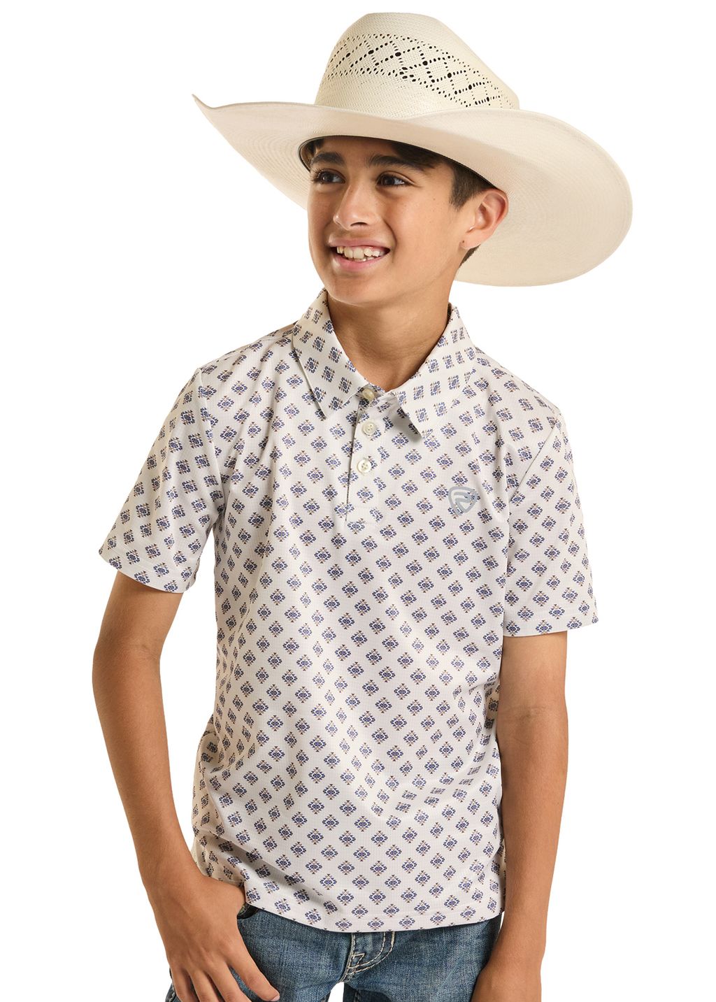 Rock & Roll Boys Mini Aztec Geo Printed Polo BB51T088711