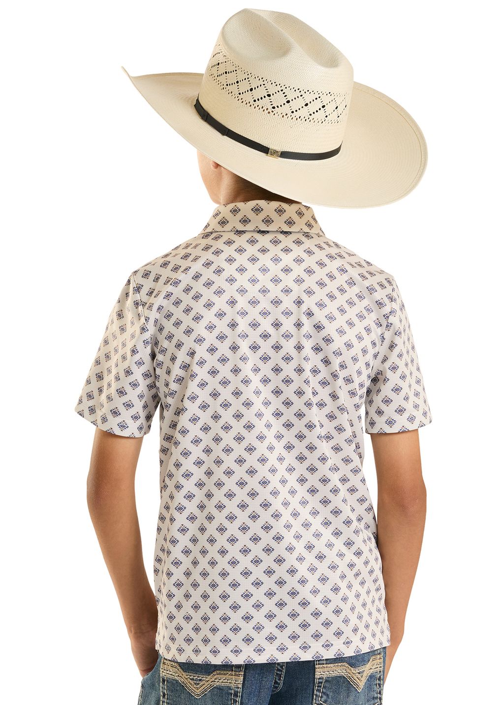 Rock & Roll Boys Mini Aztec Geo Printed Polo BB51T088711