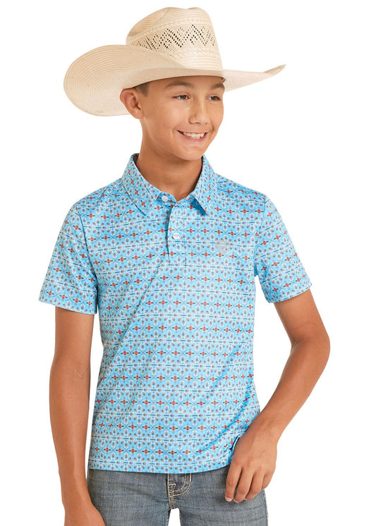 Rock & Roll Boys Mini Aztec Geo Printed Polo BB51T088715