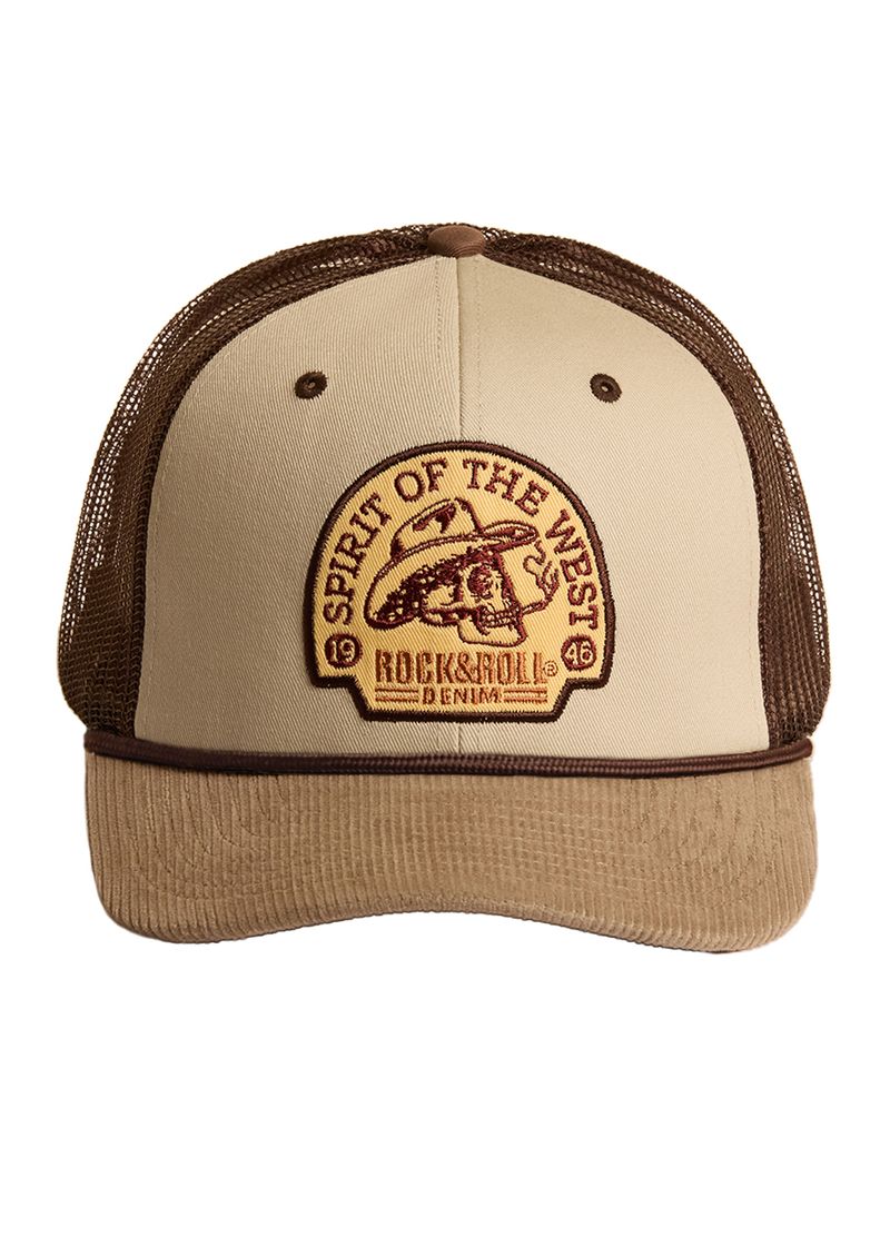 Rock & Roll Brown Spirit Of The West Patch Skull Cap BU40X09138