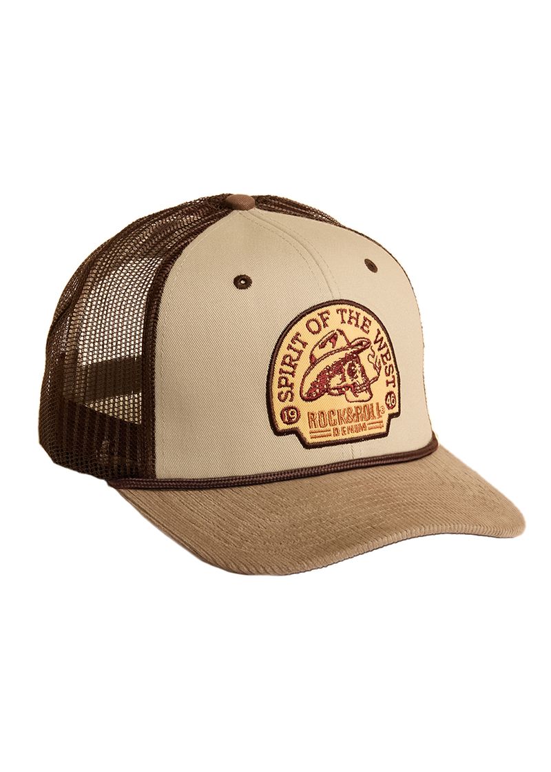 Rock & Roll Brown Spirit Of The West Patch Skull Cap BU40X09138
