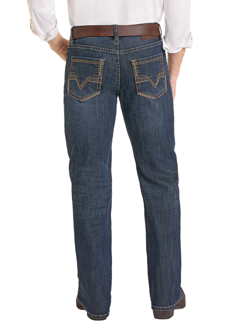 Rock & Roll Demin Men's Double Barrel Straight Fit Two-Tone Classic Pocket Straight Leg Jeans  BM0SD07353