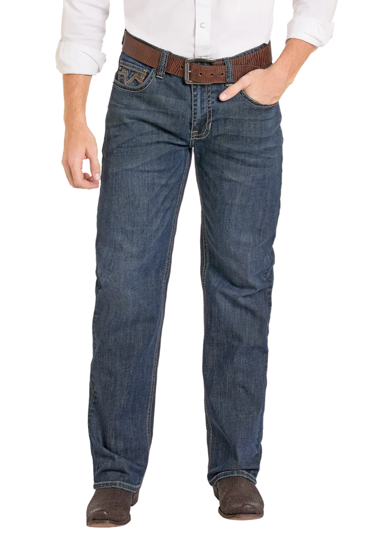 Rock & Roll Demin Men's Double Barrel Straight Fit Two-Tone Classic Pocket Straight Leg Jeans  BM0SD07353