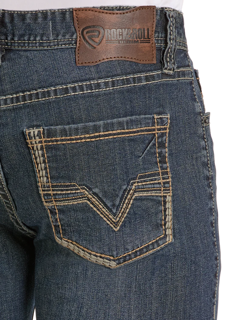 Rock & Roll Demin Men's Double Barrel Straight Fit Two-Tone Classic Pocket Straight Leg Jeans  BM0SD07353