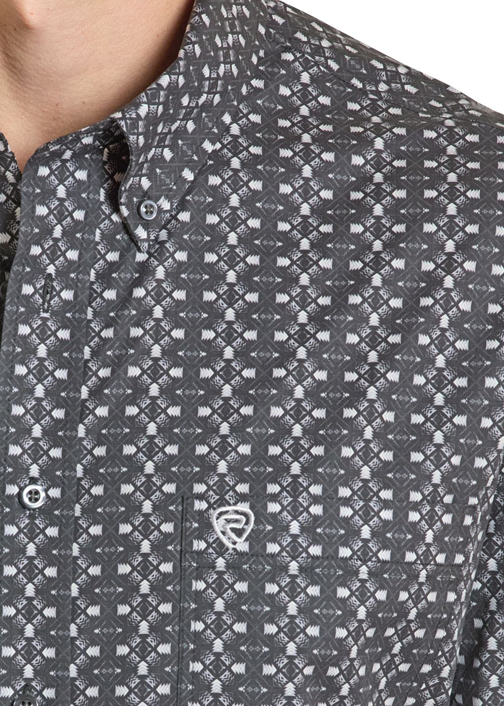 Rock & Roll Denim Men’s Long Sleeve Black Classic Fit Button Shirt BMB3S08297