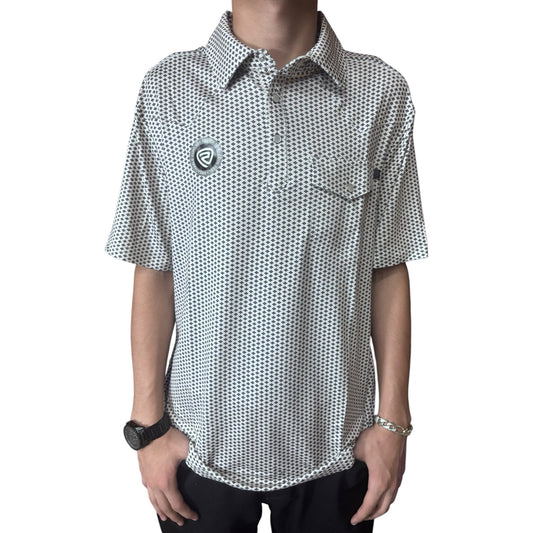 Rock & Roll Denim Men's Micro Geo Print Short Sleeve Polo Natural BM51T10067