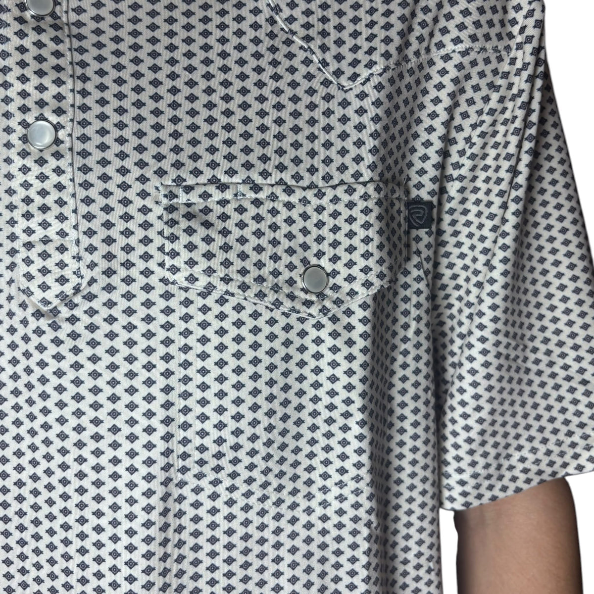 Rock & Roll Denim Men's Micro Geo Print Short Sleeve Polo Natural BM51T10067