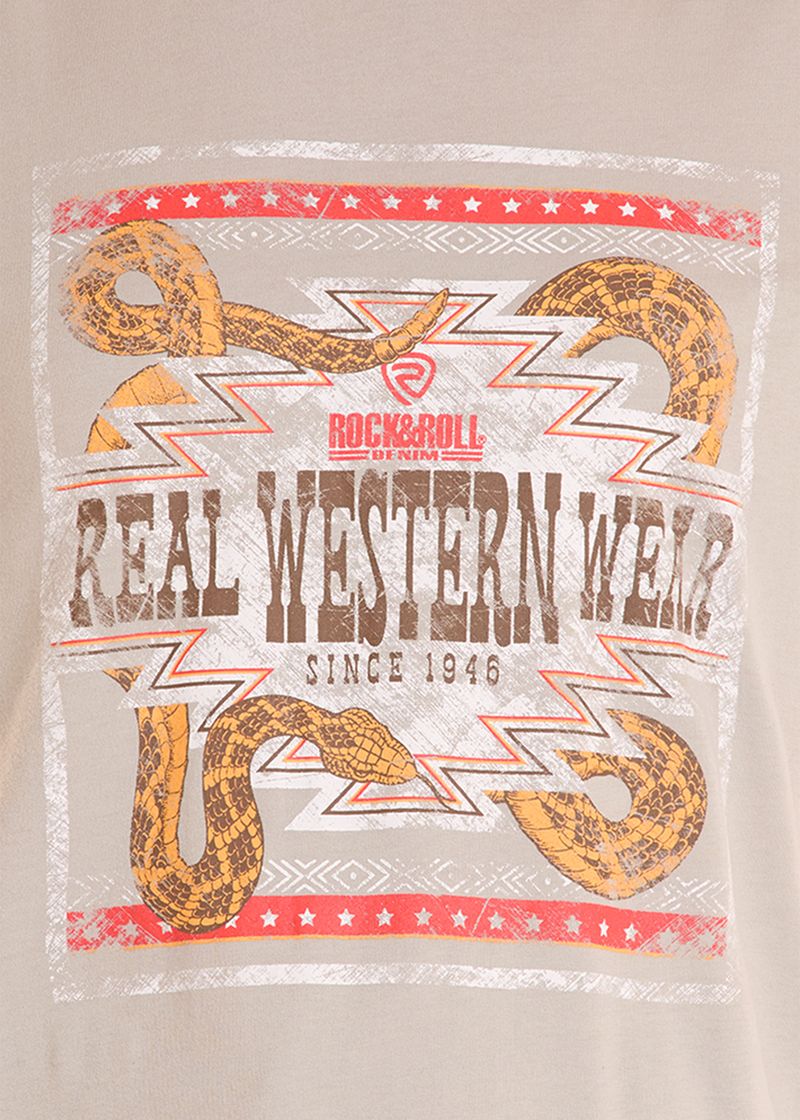 Rock & Roll Denim Men's Real Western Wear Graphic Tee White BU21T08873