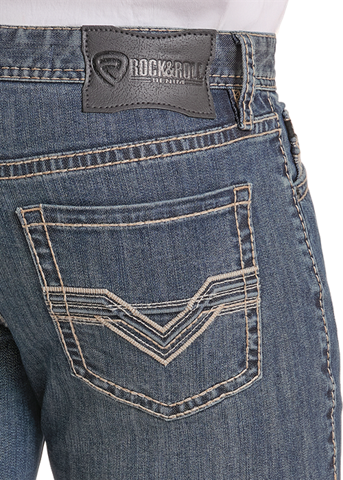 Rock & Roll Denim Men's Revolver Slim Fit Blue Vintage Straight Boot Jeans BM1RD09812