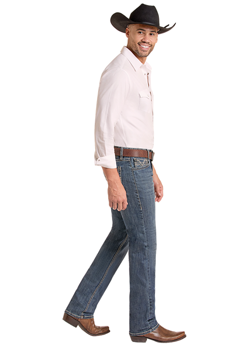 Rock & Roll Denim Men's Revolver Slim Fit Blue Vintage Straight Boot Jeans BM1RD09812