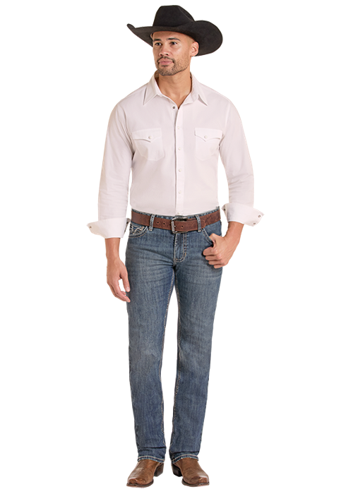 Rock & Roll Denim Men's Revolver Slim Fit Blue Vintage Straight Boot Jeans BM1RD09812