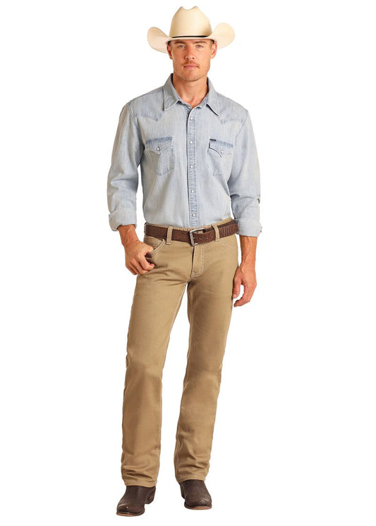 Rock & Roll: Khaki Slim Fit Revolver Straight Stretch Jean BM1RD06141