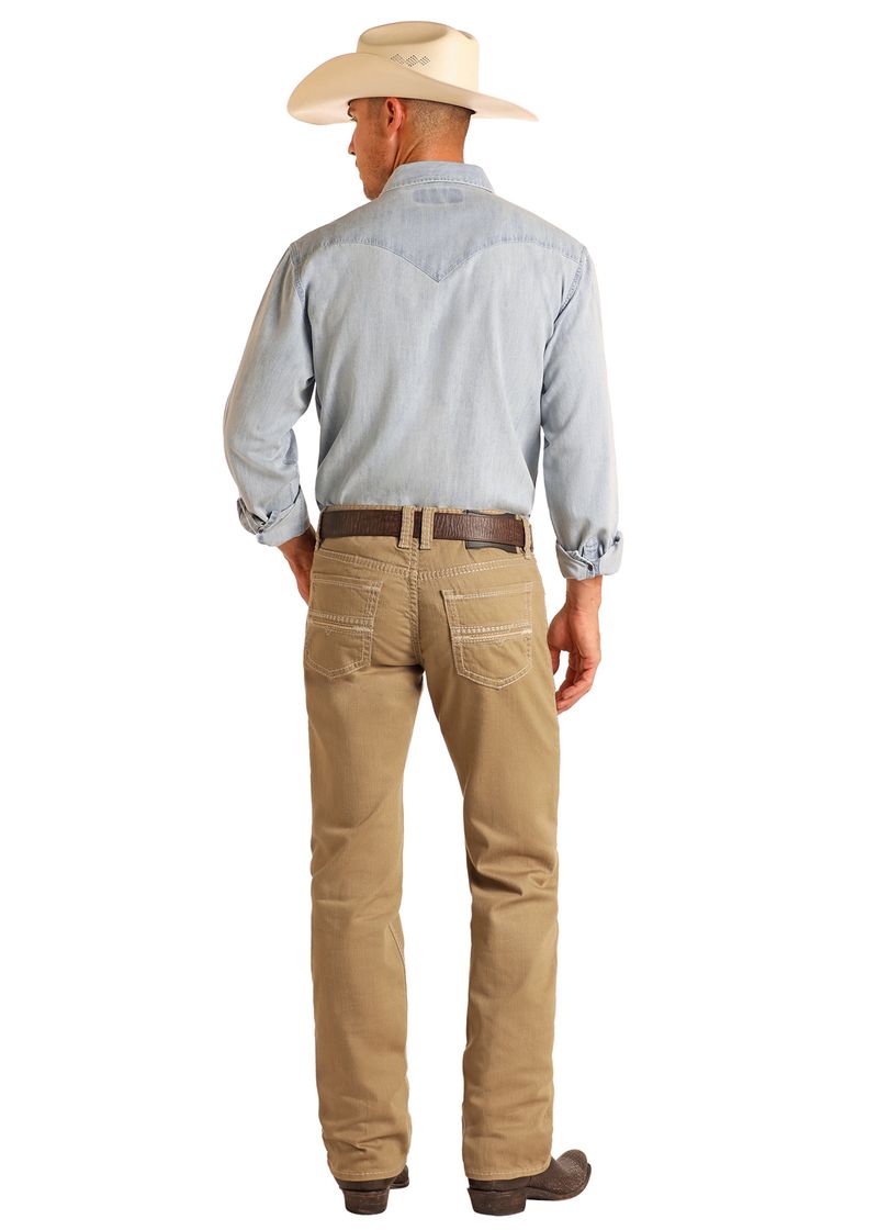 Rock & Roll: Khaki Slim Fit Revolver Straight Stretch Jean BM1RD06141