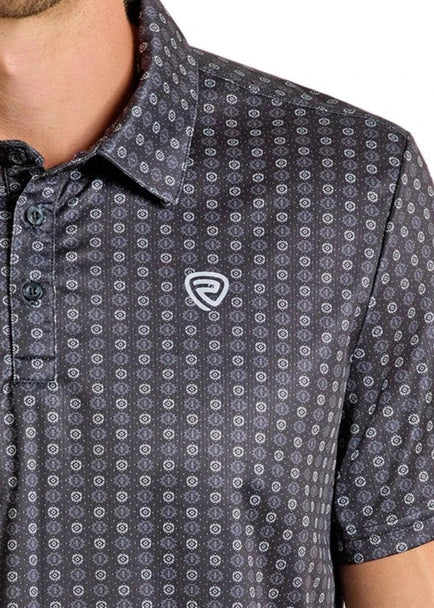 Rock & Roll Men's Black Geo Printed Polo BM51T06617