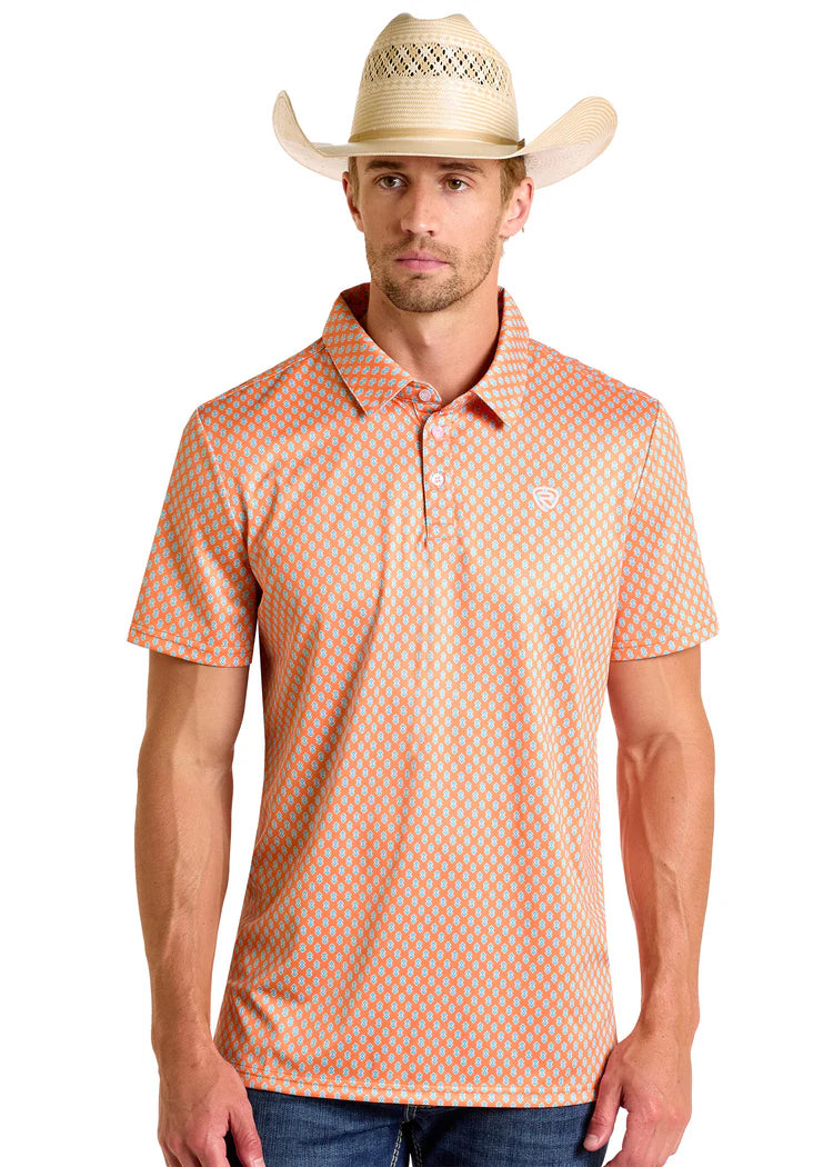 Rock & Roll Men's Denim Polo Mini Aztec Arrow Polo BM51T06614