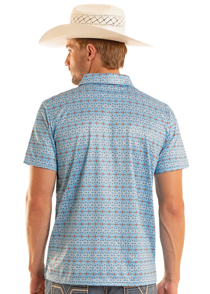 Rock & Roll Men's Denim Polo Mini Aztec Arrow Polo BM51T08715