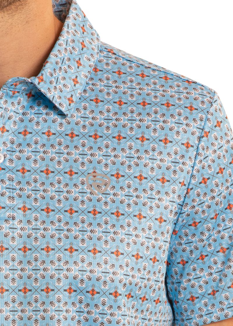 Rock & Roll Men's Denim Polo Mini Aztec Arrow Polo BM51T08715